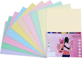 FABRISA Paquete de Papel A4 80g 5 Colores Pastel Surtidos