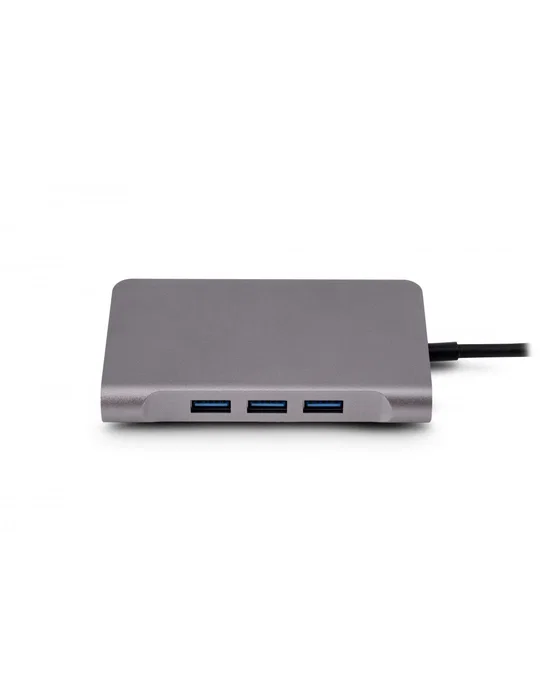 Urban Factory TCM16UF Estación Base/Docking USB-C con PD 100W, Dual Pantalla HDMI 4K & VGA, Puerto LAN Gigabit, 3x USB 3.0, Lector de Tarjetas - Color Gris