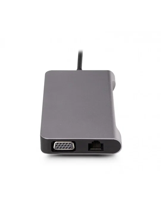 Urban Factory TCM16UF Estación Base/Docking USB-C con PD 100W, Dual Pantalla HDMI 4K & VGA, Puerto LAN Gigabit, 3x USB 3.0, Lector de Tarjetas - Color Gris