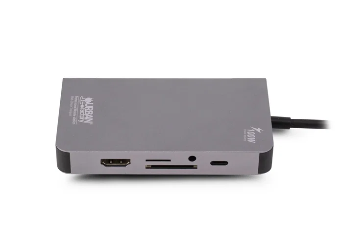Urban Factory TCM16UF Estación Base/Docking USB-C con PD 100W, Dual Pantalla HDMI 4K & VGA, Puerto LAN Gigabit, 3x USB 3.0, Lector de Tarjetas - Color Gris