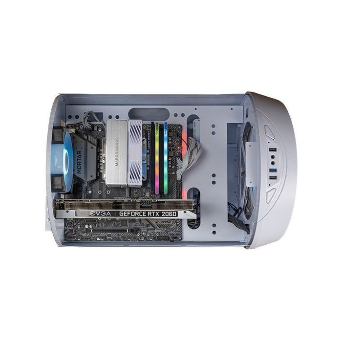 Mars Gaming MC-CYLON Caja Gaming Torre MicroATX Blanca con Ventana Panorámica y Ventilador RGB 200 mm
