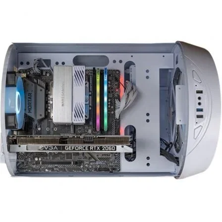 Mars Gaming MC-CYLON Caja Gaming Micro-ATX Blanca con Ventilador Frontal RGB 200mm, Ventana Curva y Diseño Turbina, Modelo MCCYLONW Mars Gaming MC-CYLON Caja Gaming Micro-ATX Blanca con Ventilador Frontal RGB 200mm, Ventana Curva y Diseño Turbina, Modelo MCCYLONW