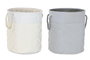 DKD Home Decor Cesta de Poliéster KONDO Surtido de 2 Unidades Gris y Crema