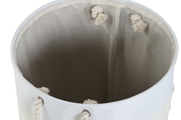 DKD Home Decor Cesta de Poliéster KONDO Surtido de 2 Unidades Gris y Crema