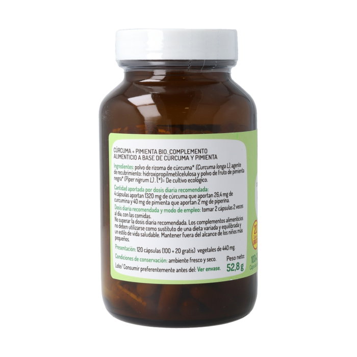 El Granero Integral Cúrcuma y Pimienta Bio 120 cápsulas 440mg