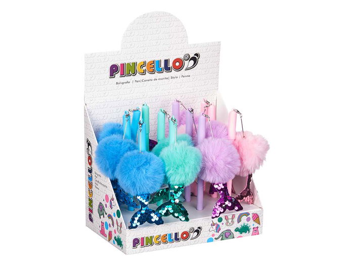 PINCELLO Boligrafo Pompon Sirenas Surtidos 7 x 18 x 4.5 cm (Set de 24)