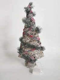 DKD Home Decor Árbol LED de Ratán Nevado Natural 40x15x60 cm