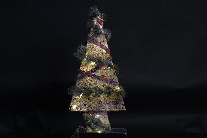 DKD Home Decor Árbol Navidad Alpina Natural Verde con Led Ratán 40x60x15 cm DKD Home Decor Árbol Navidad Alpina Natural Verde con Led Ratán 40x60x15 cm