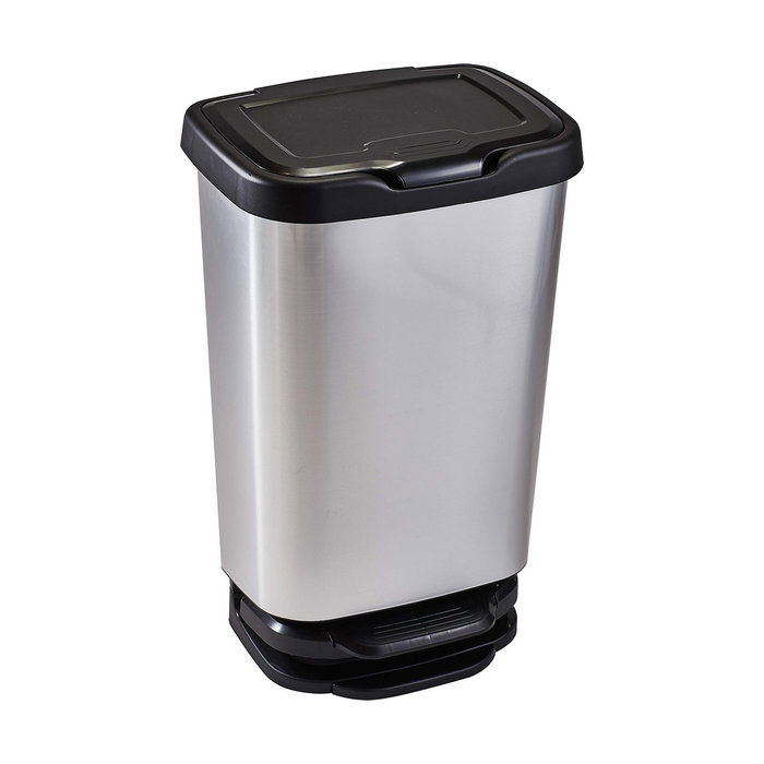 Mondex Cubo de basura con pedal 40 l plata/negro
