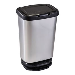Mondex Cubo de Basura con Pedal y Cierre Amortiguado 39 x 29 x 63,5 cm 40 L Plata/Negro