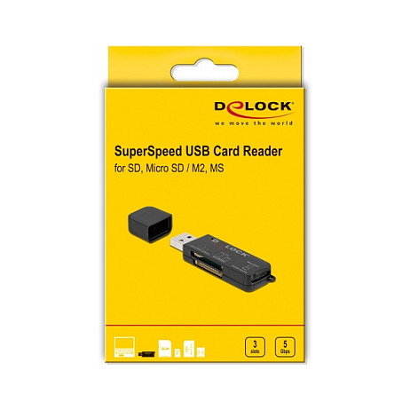 DeLOCK Lector de tarjetas SuperSpeed USB 91757 para SD, Micro SD y MS