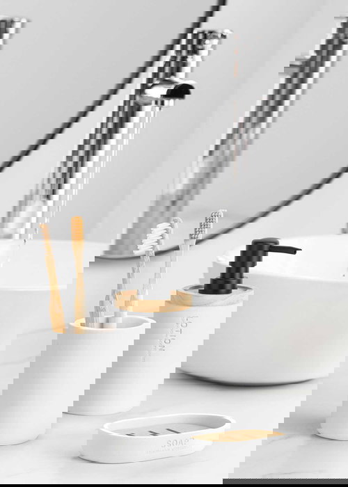 Berilo Vaso Redondo Blanco Resina 7.8x10.5x7.8 cm (Set de 6)