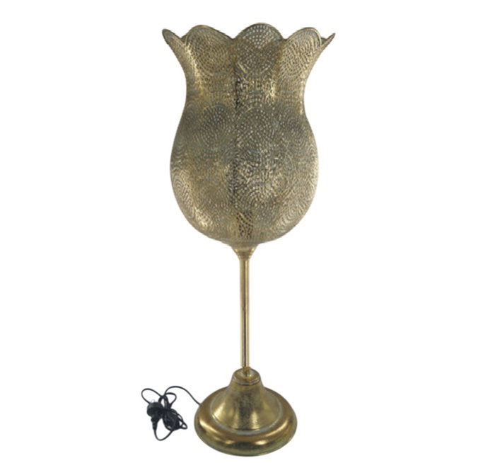 DKD Home Decor Lámpara de Sobremesa Metal Dorado 21x21x50 cm