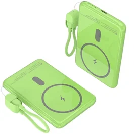 Leotec Powerbank 5000mAh 20W Wireless Verde con Cable USB-C LePow W20W5G
