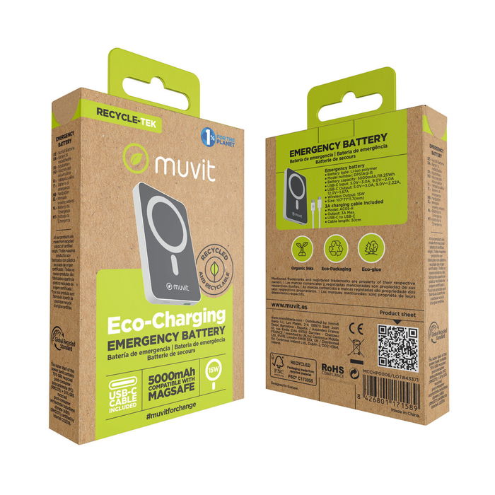 Powerbank Muvit for Change DP51AQ-R Blanco 5000 mAh Powerbank Muvit for Change DP51AQ-R Blanco 5000 mAh