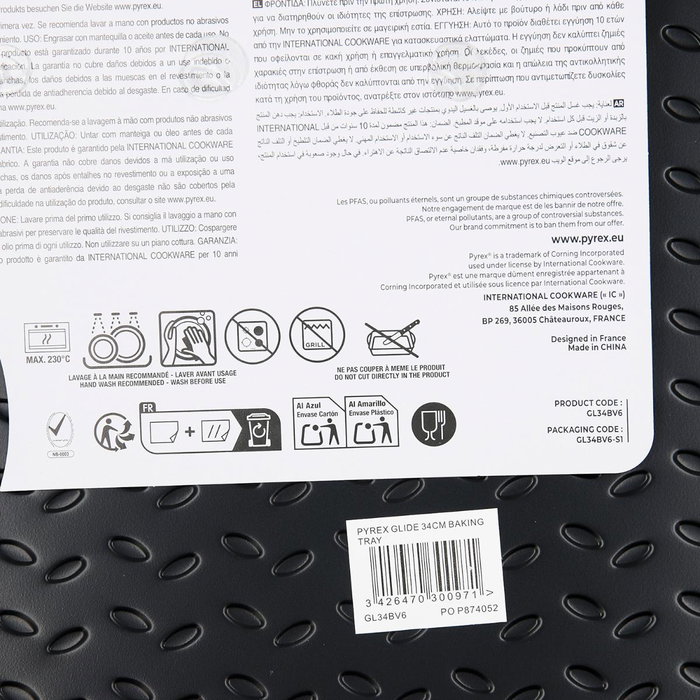 Bandeja Horno Acero Glide Pyrex® 34x25 cm