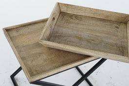 DKD Home Decor Mesita Auxiliar Colonial Natural Negro 45 x 53 x 55 cm