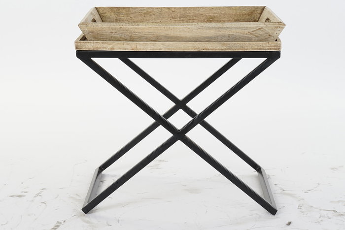 DKD Home Decor Mesita Auxiliar Colonial Natural Negro 45 x 53 x 55 cm