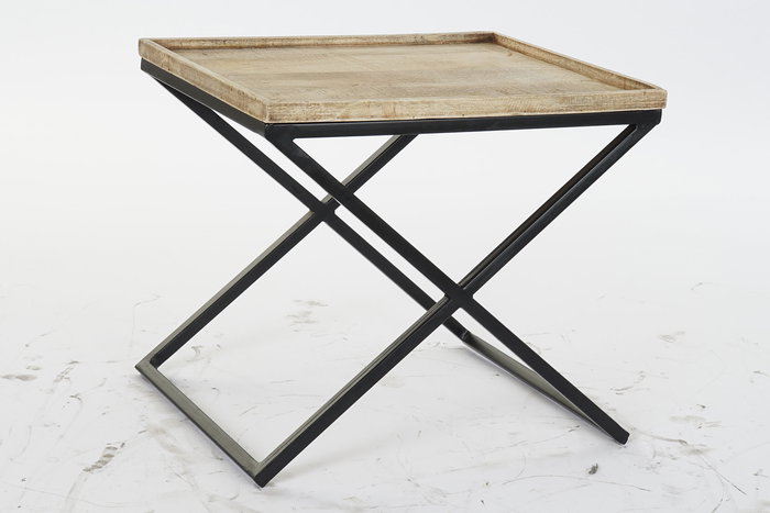 DKD Home Decor Mesita Auxiliar Colonial Natural Negro 45 x 53 x 55 cm