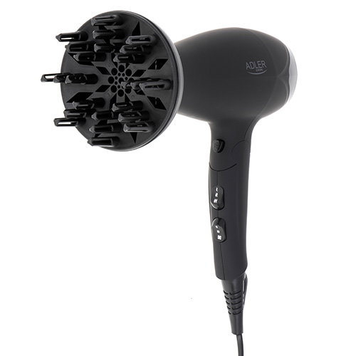ADLER Secador de Pelo 2100W con Difusor, Recubrimiento de Goma