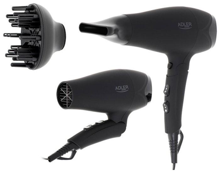 ADLER Secador Adler 2100W con difusor y recubrimiento de goma