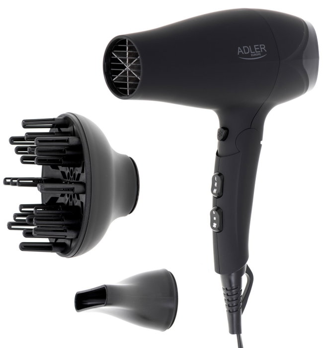 ADLER Secador Adler 2100W con difusor y recubrimiento de goma