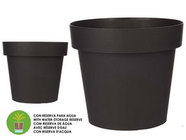Ibergarden Maceta Plástico Antracita con Reserva de Agua 30 cm (Set de 6)