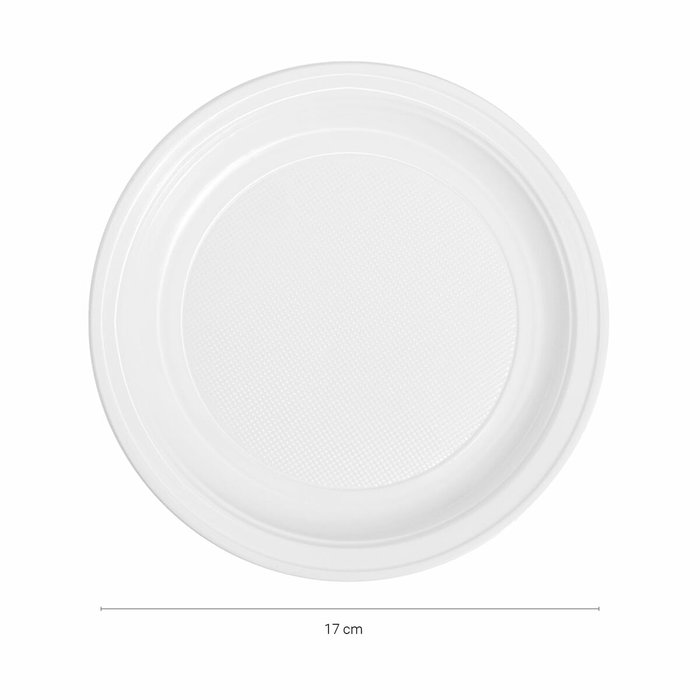 Maxi products Plato Llano Redondo 17cm Reutilizable Blanco - 100 Unidades