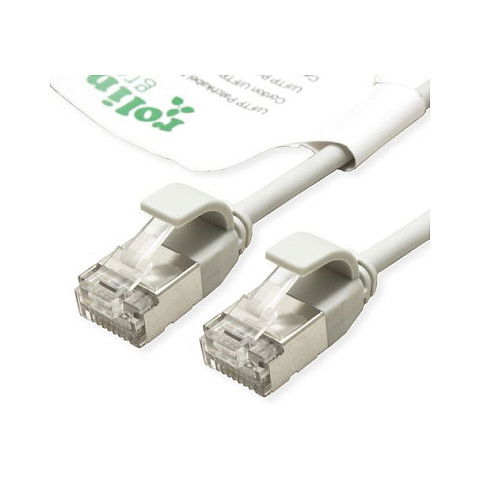 ROLINE Cable de Red Cat.6A U/FTP 0.15 m Gris, Patch Cord Súper Delgado LSOH, Clase EA, para 10GBase-T