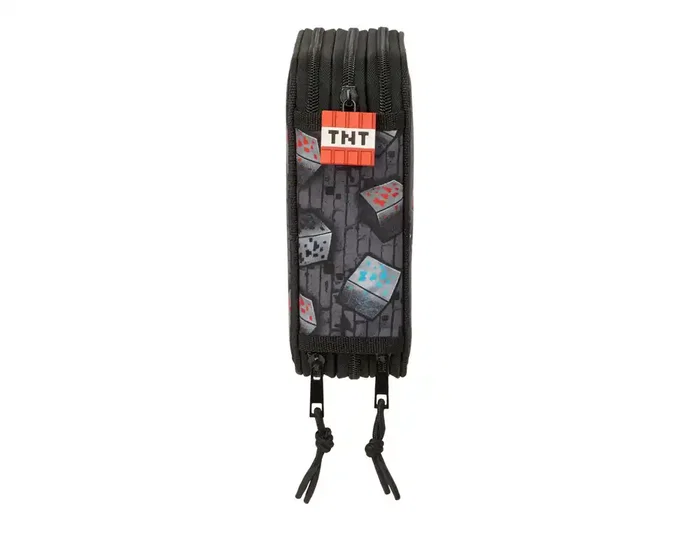 Safta Plumier Escolar con 37 Piezas, Colección Minecraft Grafitti, Triple Cremallera, Dimensiones 195x125x55 mm