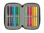 Safta Plumier Escolar con 37 Piezas, Colección Minecraft Grafitti, Triple Cremallera, Dimensiones 195x125x55 mm
