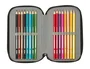 Safta Plumier Escolar con 37 Piezas, Colección Minecraft Grafitti, Triple Cremallera, Dimensiones 195x125x55 mm