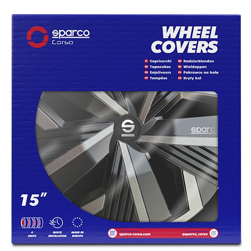 Sparco Nagoya Tapacubos Bicolor 15 pulgadas Negro / Gris (4 piezas)