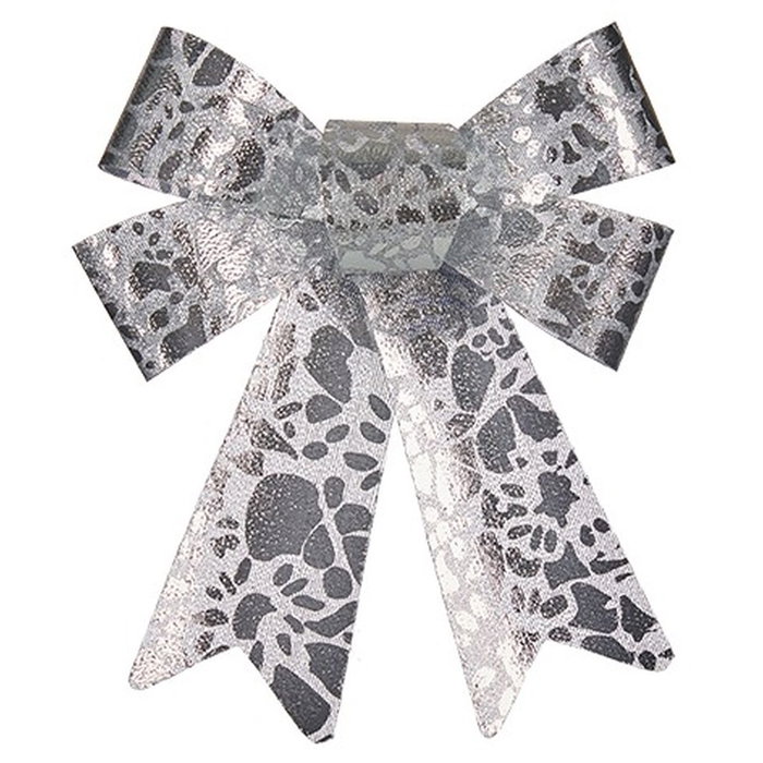 Lazos Krist+ Plateado Estampado 15 x 4 x 16 cm 15 x 28 x 4 cm Adorno Navideño (12 Unidades)