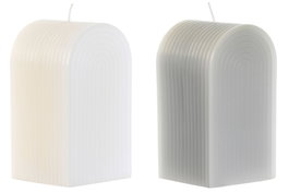DKD Home Decor Vela Gris Blanco 7 x 13 x 7 cm (6 Unidades)