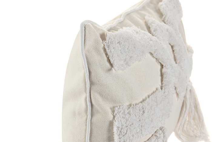 DKD Home Decor Cojín de Poliéster 50x30 Crudo con Aplicaciones, Pack de 2 DKD Home Decor Cojín de Poliéster 50x30 Crudo con Aplicaciones, Pack de 2