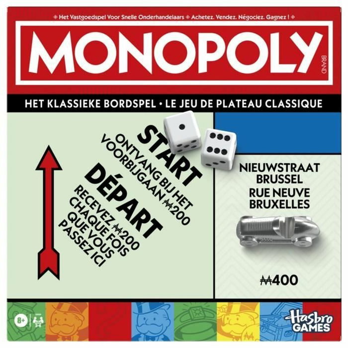 Monopoly Clásico con Caja de Almacenamiento y Peones Grandes Monopoly Clásico con Caja de Almacenamiento y Peones Grandes