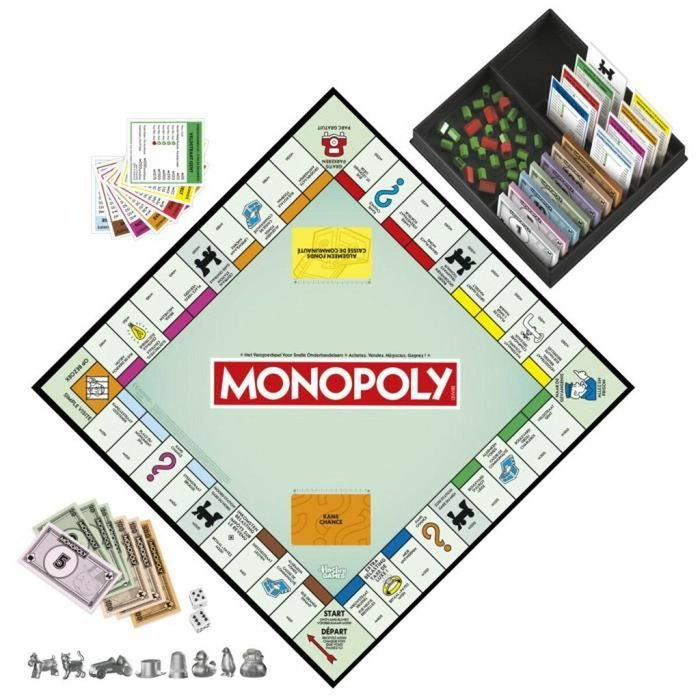 Monopoly Clásico con Caja de Almacenamiento y Peones Grandes Monopoly Clásico con Caja de Almacenamiento y Peones Grandes