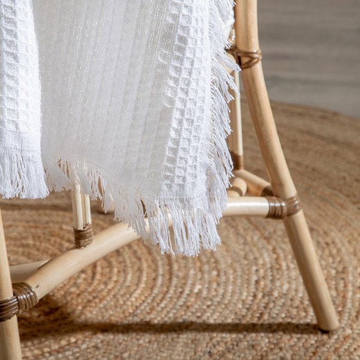 Plaid Panal Blanco Algodón Decoración 180 X 260 cm Plaid Panal Blanco Algodón Decoración 180 X 260 cm