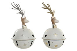 DKD Home Decor Figura Reno Alpino Blanco Dorado Metal 4 Unidades 12 x 12 x 22 cm