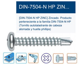 Tornillo autotaladrante 7504-N HP alomada PH2 3,9x25 ABR3925