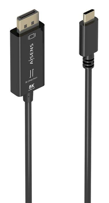 AISENS - CABLE CONVERSOR BIDIRECCIONAL USB-C A DISPLAYPORT 8K@60HZ, USB-C/M-DP/M, NEGRO, 1.8M AISENS - CABLE CONVERSOR BIDIRECCIONAL USB-C A DISPLAYPORT 8K@60HZ, USB-C/M-DP/M, NEGRO, 1.8M