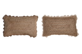 DKD Home Decor Set de Cojines de Yute y Macramé 50x30x15 cm