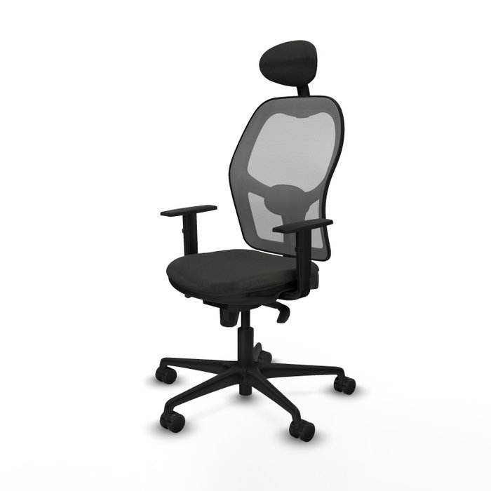 PIQUERAS Y CRESPO Silla de oficina Jorquera con mecanismo Sincro, Tela Negra y Malla Gris