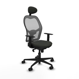 PIQUERAS Y CRESPO Silla de oficina Jorquera con mecanismo Sincro, Tela Negra y Malla Gris