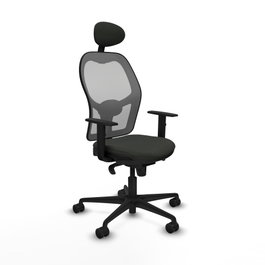 PIQUERAS Y CRESPO Silla de oficina Jorquera con mecanismo Sincro, Tela Negra y Malla Gris