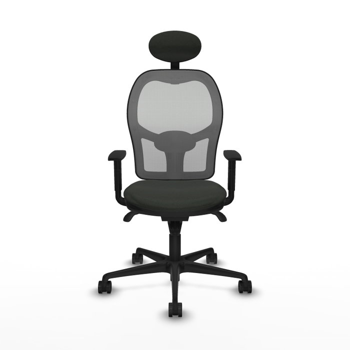PIQUERAS Y CRESPO Silla de oficina Jorquera con mecanismo Sincro, Tela Negra y Malla Gris