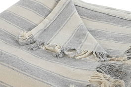 DKD Home Decor Plaid Basicos Gris Crudo 260 x 230 cm Algodon reciclado Poliester (2 Unidades)