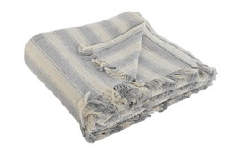 DKD Home Decor Plaid Basicos Gris Crudo 260 x 230 cm Algodon reciclado Poliester (2 Unidades)