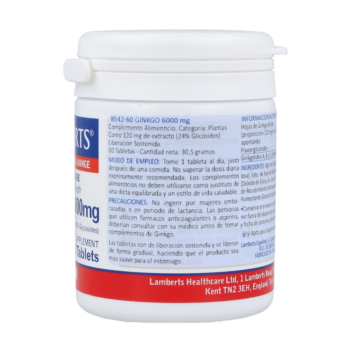 Lamberts Ginkgo Biloba 6000mg 60 Tabletas Lamberts Ginkgo Biloba 6000mg 60 Tabletas